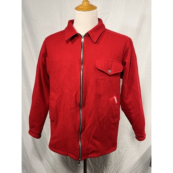 Vintage 90’s Marlboro Reversible Red & Black Wool Barn Jacket Men’s Size Small - Picture 1 of 13